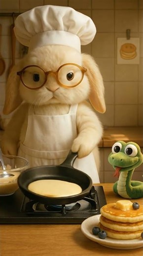 🐰 Baby Bunny Pancakes! Easy Tutorial! #BabyBunnyChef #PancakeTutorial #EasyBreakfast #Tutorial #Cute