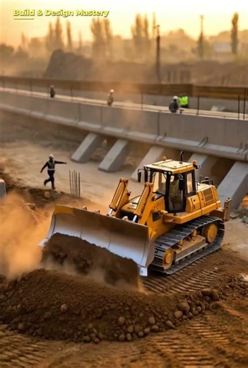 Ultra Realistic Miniature Bulldozer Working on Highway Overpass Construction | Cinematic 4K Macro
