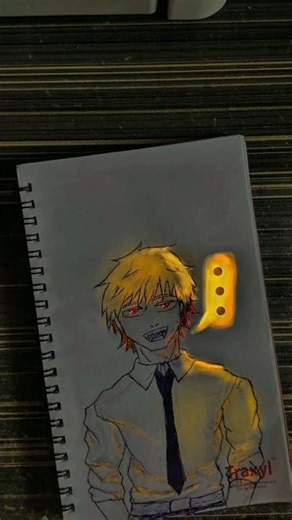 glow art sketch of denji 🌟