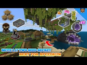 Minecraft PE 2 Seed Secret - City village & pillage / Lush cave, lucky 11× amethyst geode & other !!
