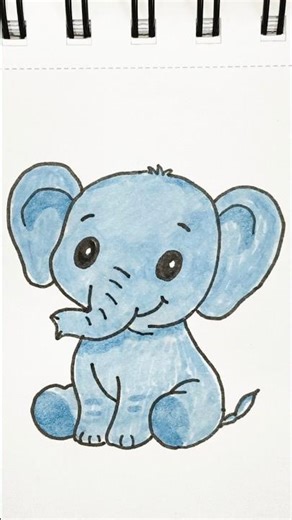 Easy and cute elephant drawing #elephant #drawing