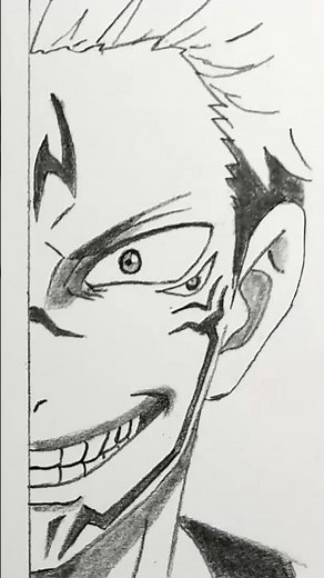 Simple & Easy Steps To Draw Sukuna half face || Learn Easy Anime Drawing Techniques