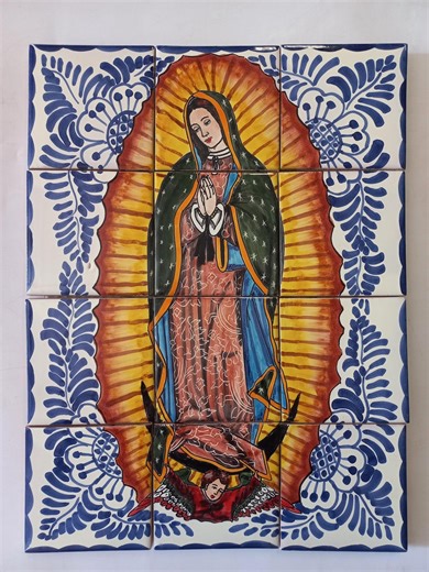 17" CERAMIC TILE MURAL Mexican Talavera Mosaic Hand Painted Backsplash Still Life - Etsy