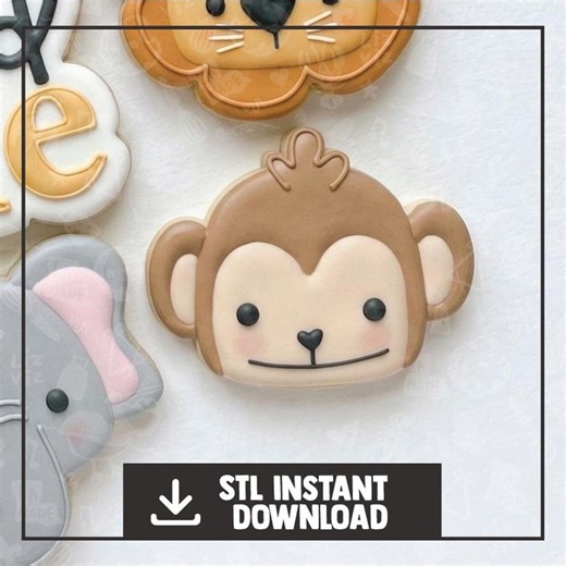 Monkey Cookie Cutter. Safari Animals 2024 Wild One Birthday Party Theme STL Instant Download - Etsy