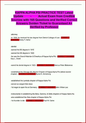Kappa Alpha Psi Practice Test Latest Update Actual Exam From video