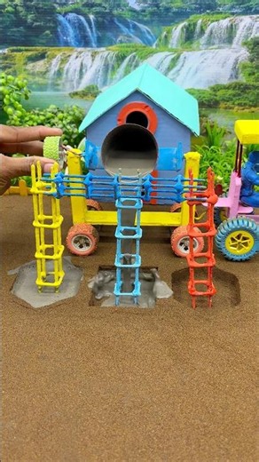 😱 Real Working Mini Tractor Making Cement Pillar | Amazing DIY Construction Machine 🚜 #shorts