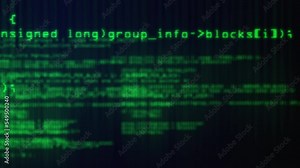 Programming code running. Computer generated 3d render