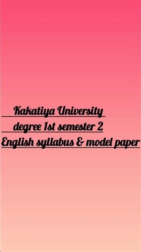 English Model Paper 📚 | Degree 1st Year Sem 2 2026 | Kakatiya University