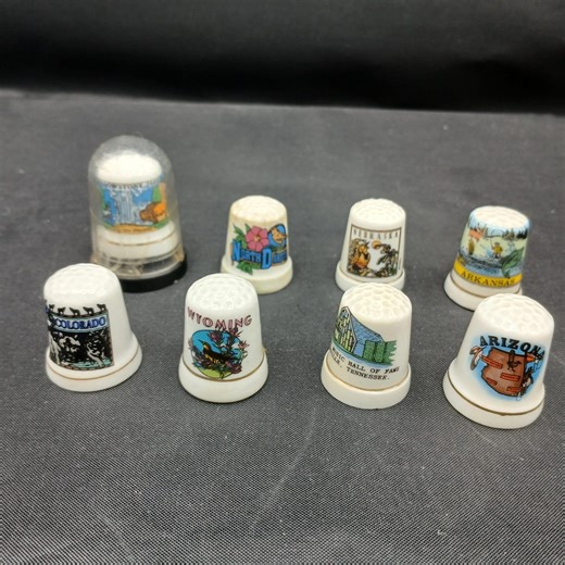 Vintage US State Souvenir Thimble Collection: Porcelain Sewing Thimbles, Set of 8 - Etsy