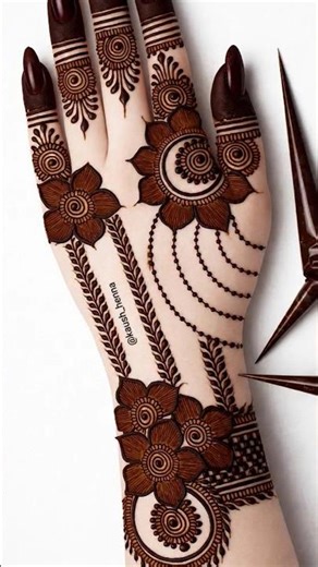 simple easy stylish mehndi design for back hand| #mehndi #hennadesign #mehandi #mehndidesign