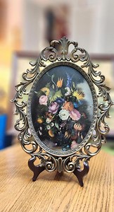 Vtg Italian Rococo Oval Brass Convex Glass Picture Frame Ornate Gold-tone and a Floral Print - Etsy