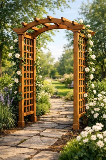 DIY Wooden Garden Arbor Plans PDF | Trellis Arch for Climbing Plants - Etsy