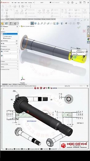 Drawing bevel gear shaft on solidworks #studying #solidworksscience