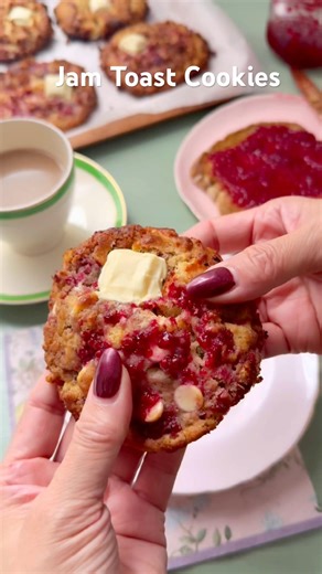 Jam Toast Cookies - White Choc and Raspberry Cookies! @notquitenigella #recipe #cookies