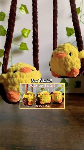 Crochet swinging duck free tut + pattern on my website 🐥 | #crochet #amigurumi #duck #cute