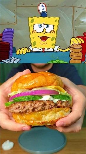Making the Krabby Patty from SpongeBob #shorts #spangebob #squidward #krabbypatty