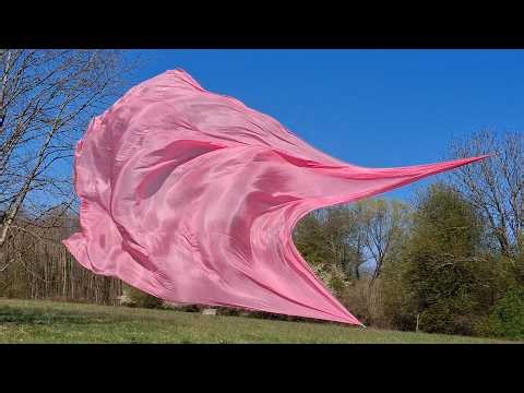 Silk fluttering wildly in strong winds
