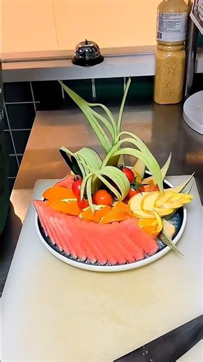 Juicy Artistry Melon & Apple Carving Showcase#Edible Elegance Mixed Fruit Carving Designs#