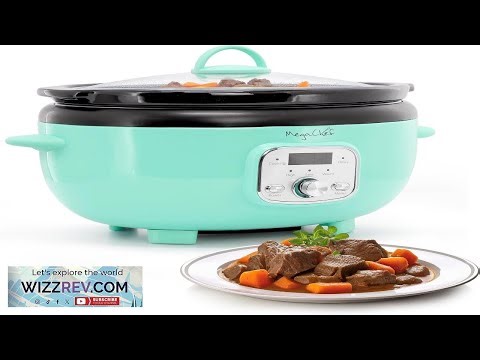 MegaChef 6.9 Quart Oval Electric Slow Cooker Removable Ceramic Pot 3 Heat