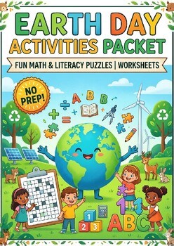 Earth Day Activities Packet NO PREP Fun Math and Literacy Puzzles | Workshee