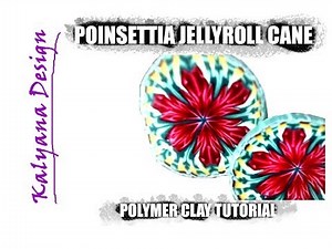 Poinsettia jellyroll cane - Polymer clay tutorial 184