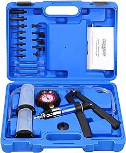 Manual Brake and Clutch Bleeder Kit Hand Vacuum Pump Pressure Tester Brake Bleeding Kit, One Man Brake Fluid Oil Bleeder System Tool with Adapter Case