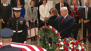 On Monday night, President Donald Trump and first lady Melania Trump arrived at the United States Capitol to pay their respects to Former President George H.W. Bush. -- http://on.nbcdfw.com/H4hq1Rc | NBC DFW