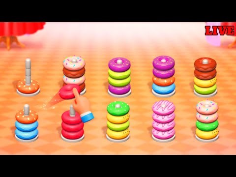 Hoop Stack - Donut Color Sort LIVE GAMEPLAY 1