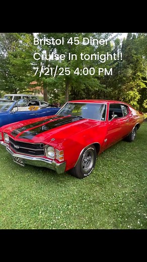 Come on out to the Bristol 45 Diner Cruise In tonight! 4:00 pm 7/21/25 8321 200th Ave Bristol, WI | Bristol 45 Diner
