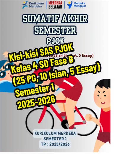 Kisi-kisi SAS PJOK Kelas 4 SD Semester 1 2025-2026