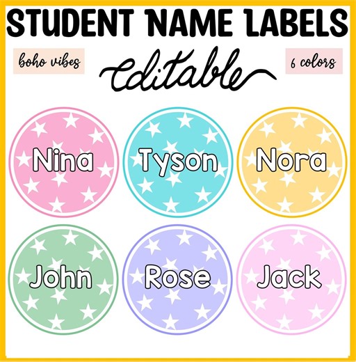 Star Name Labels, Colorful Star Name Labels for Kids, Star Name Templates (PPTX, PDF) - Etsy Canada