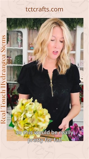 4 comments | Our Real Touch Hydrangea Stems in Green & Eggplant bring lifelike texture and rich color to your designs. Perfect for fall arrangements, everyday home decor, or elegant centerpieces — these hydrangeas look stunning year-round.  Link in comments to grab yours today! #hydrangeadecor #realtouchflorals #fauxfloraldesign #fallhomedecor #everydaydecor #tctcrafts #floralarrangements #homedecorinspo #floraldesignideas | TCT Crafts - Melissa | Facebook