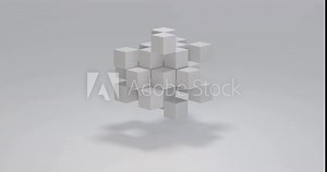 3D loop animation of cube. assemble random moving.