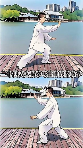 24 Form Taichi Tutorial — Move 6 Brush Knee and Twist Step Left & Right, Front and Back Demonstratio
