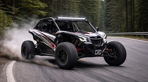 Off road buggy drifting on mountain road