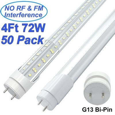 50 Pack T8 4Ft Led Shop Light Bulbs 72W 7200Lm Balllast Bypass 48 inch Led Tube | eBay
