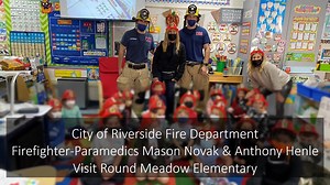 Riverside City Firefighters are Community Helpers! The City of Riverside Fire Department understands the importance of teaching children not to be fearful of Firefighters responding in an emergency. To some young children all that gear can look a bit scary but showing kids that underneath there is a Firefighter ready to help them and their families can help calm any fears. Firefighter Paramedics Novak & Henle did a great job teaching Kindergarten Students that Firefighters are Community Helpers!