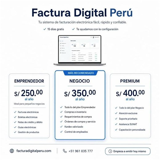 🚀 Factura Electrónica Fácil y Rápida | Planes desde S/250 al Año
