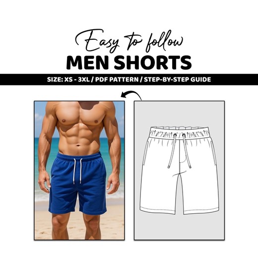 Men’s Casual Shorts Sewing Pattern | PDF Digital Download | Custom Fit Men’s Shorts - Etsy