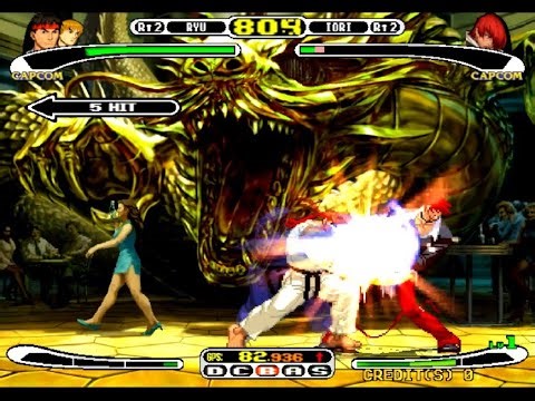 Capcom Vs. SNK: Millennium Fight 2000 Pro Ryu + Ken Playthrough Level 8 with (No lose)