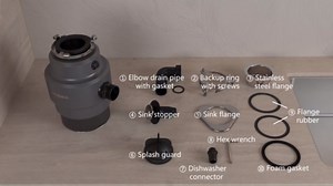 Garbage Disposal 3/4 HP, Food Waste Disposal Continuous Feed, Kitchen Garbage Disposal with Dishwasher Connection & Plug, Power Cord Included, Matte Black