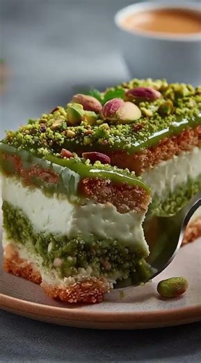 💚 Luxurious Opera Pistachio Cake — A French Dessert Masterpiece! 🇫🇷✨