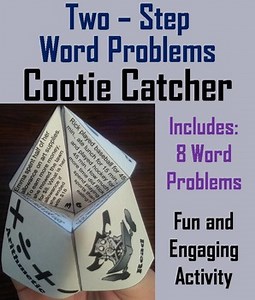 Two Step Word Problems Activity 3rd 4th 5th Grade Cootie Catcher Review Game