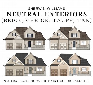 BEIGE EXTERIOR Sherwin Williams Color Palette, Warm Beige Home, GREIGE Exterior Home Color Schemes, Tan Exteriors, Taupe Exteriors, Neutrals - Etsy