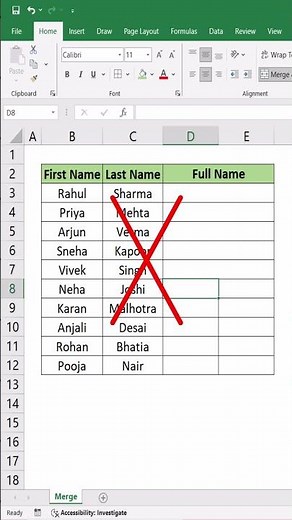 One Shortcut to Merge Cells Like a Pro #excel #excelforbeginners #exceltip #office