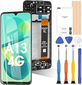 for Samsung Galaxy A13 4G Screen Replacement, LCD Display A13 with Frame Touch Digitizer for Samsung Galaxy A13 a135f a135u a135m 6.6 inch Full Assembly with Repair Tools & Screen Protector