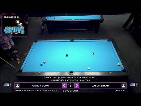 CRIEGH DUMO vs JASON BRYAN - GRIFF'S BAR & BILLIARDS - TABLE 23 | EvoSports