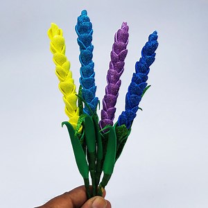 Pretty & cool lavender flower making very easy tutorial at home - Home decoration ideas with lavender stick flower #flower #lavender #handmade | Origami Art & Crafts