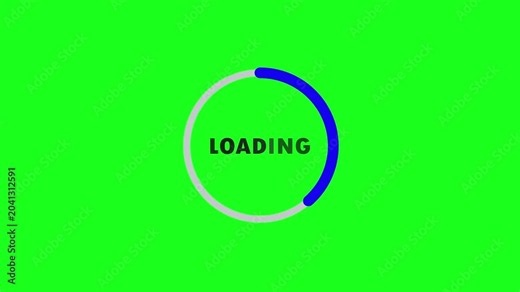 Circular loading progress bar animation with text on green screen. UI element for website, app download, buffering, and processing.
