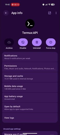 How to enable restricted permissions for apps, like drawing over other apps for Termux:API